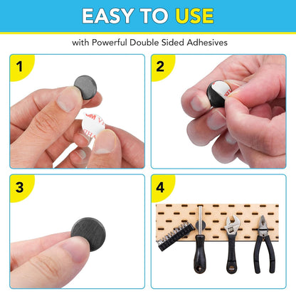TRYMAG 55 Pack Magnets for Crafts with Adhesive Backing, 1 Inch (25mm) Ceramic Magnets Small Magnet Round Disc for Refrigerator Button DIY Cup Tiny Magnet Craft Hobbies, Science Projects