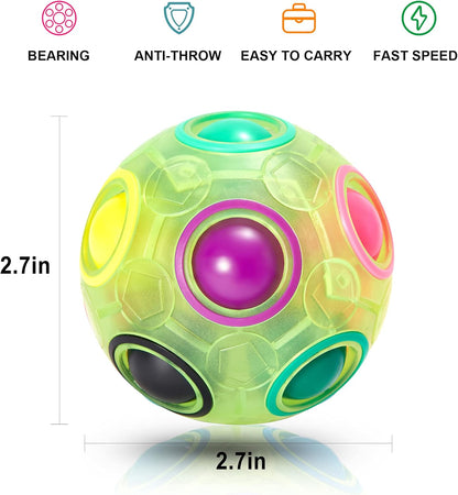 Vdealen Magic Rainbow Puzzle Ball, Fidget Ball Puzzle Brain Teaser Fidget Toy for Boys & Girls- Birthday Party Valentines Easter Christmas Stocking Stuffers for Kids Teen & Adults-2 Pack
