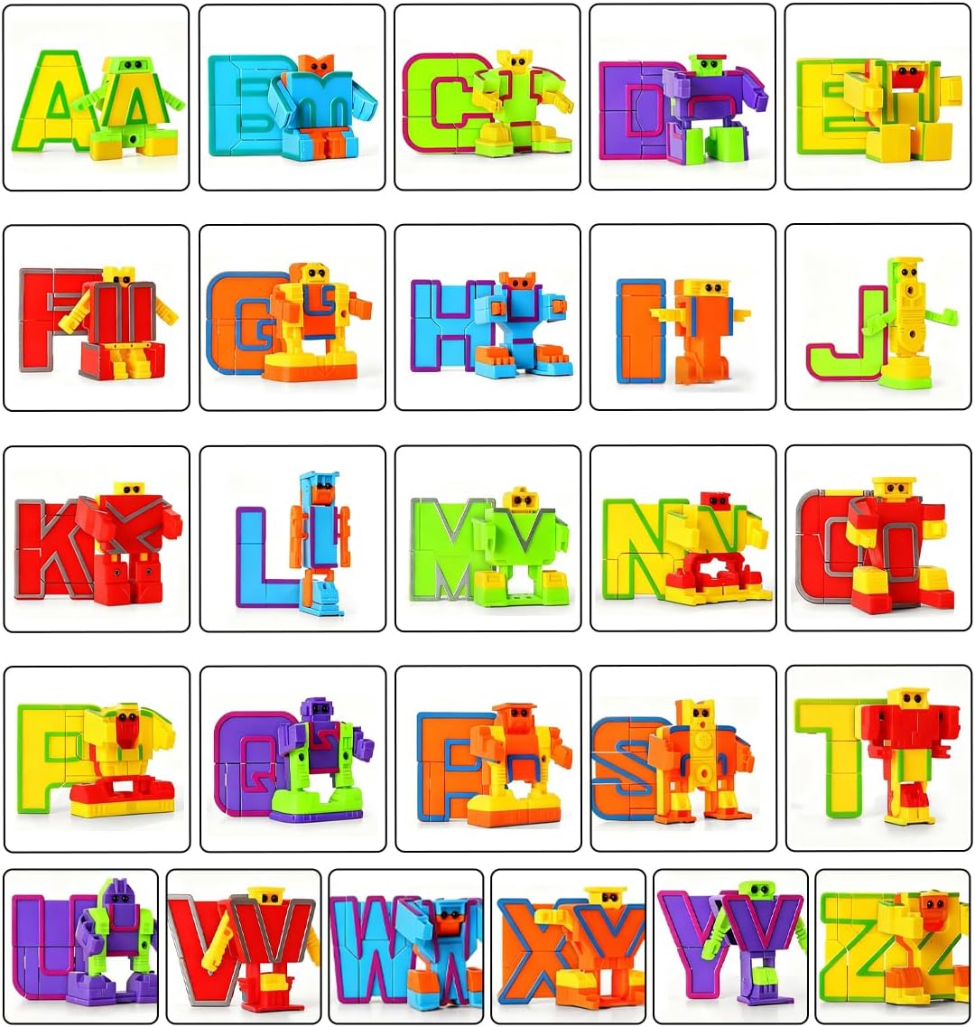 26 Pieces Alphabet Robots, ABC Learning Alphabots for Education, Transforming Robot for Study Learning, Letter Deformation Robots for Birthday Christmas, (A - Z)