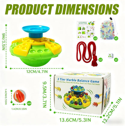 UFO Marble Balance Game, 60 Colorful Marbles Toy for Kids Family Stacking Challenge, Party Game with Storage Case for Children Over 96 Months (UFO Marble Balance Game)