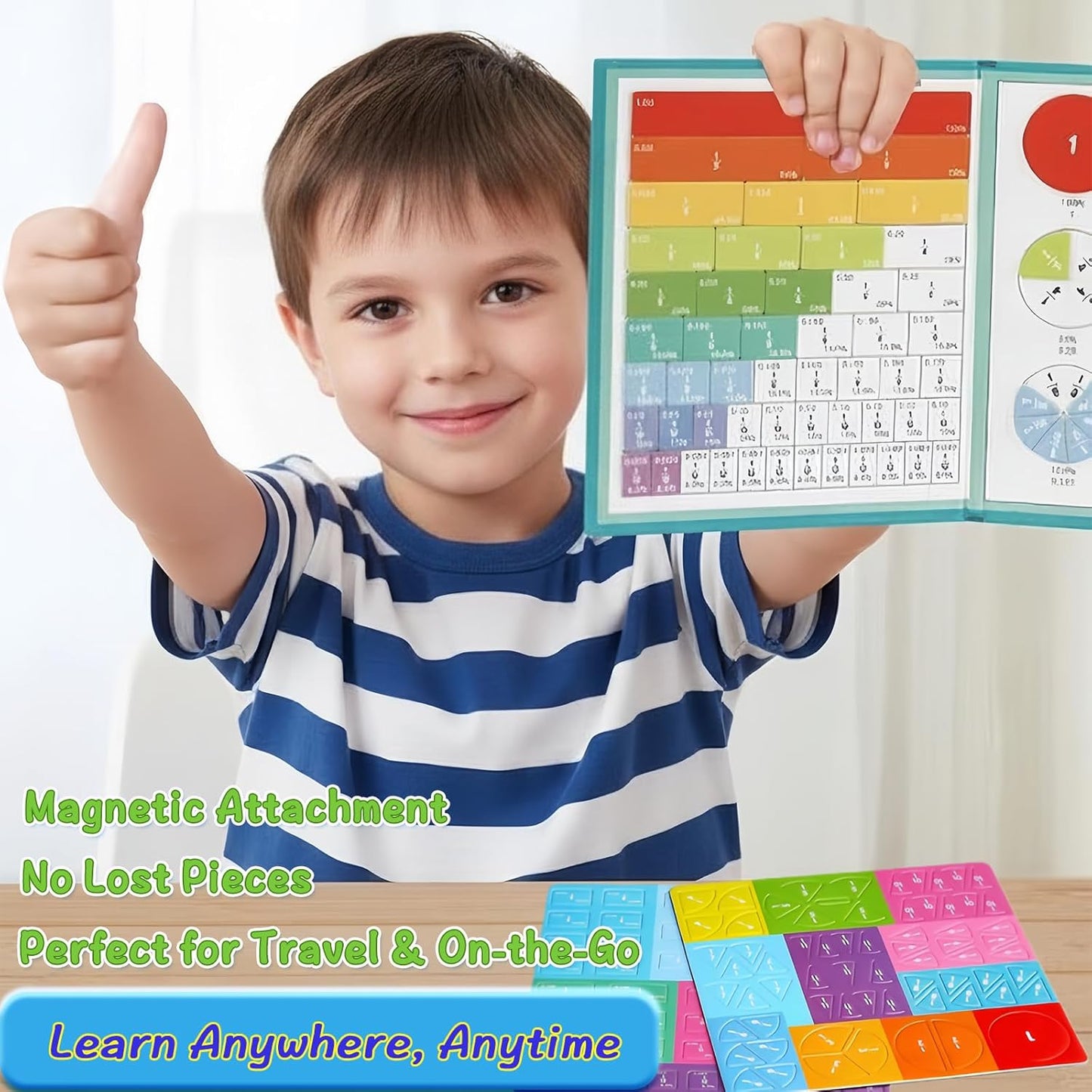 Magnetic Fraction Demonstration Book, Math Manipulatives for Elementary School, Homeschool & Classroom Supplies