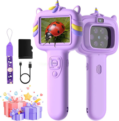 Microscope Camera for Kids Gifts Toys- Handheld Pocket Microscopes with 2.4" Screen and Autofocus - Mini Digital Educational Science Kit for Christmas Birthday for Age 3-5 5-7 8-12 Girls Boys (Green)