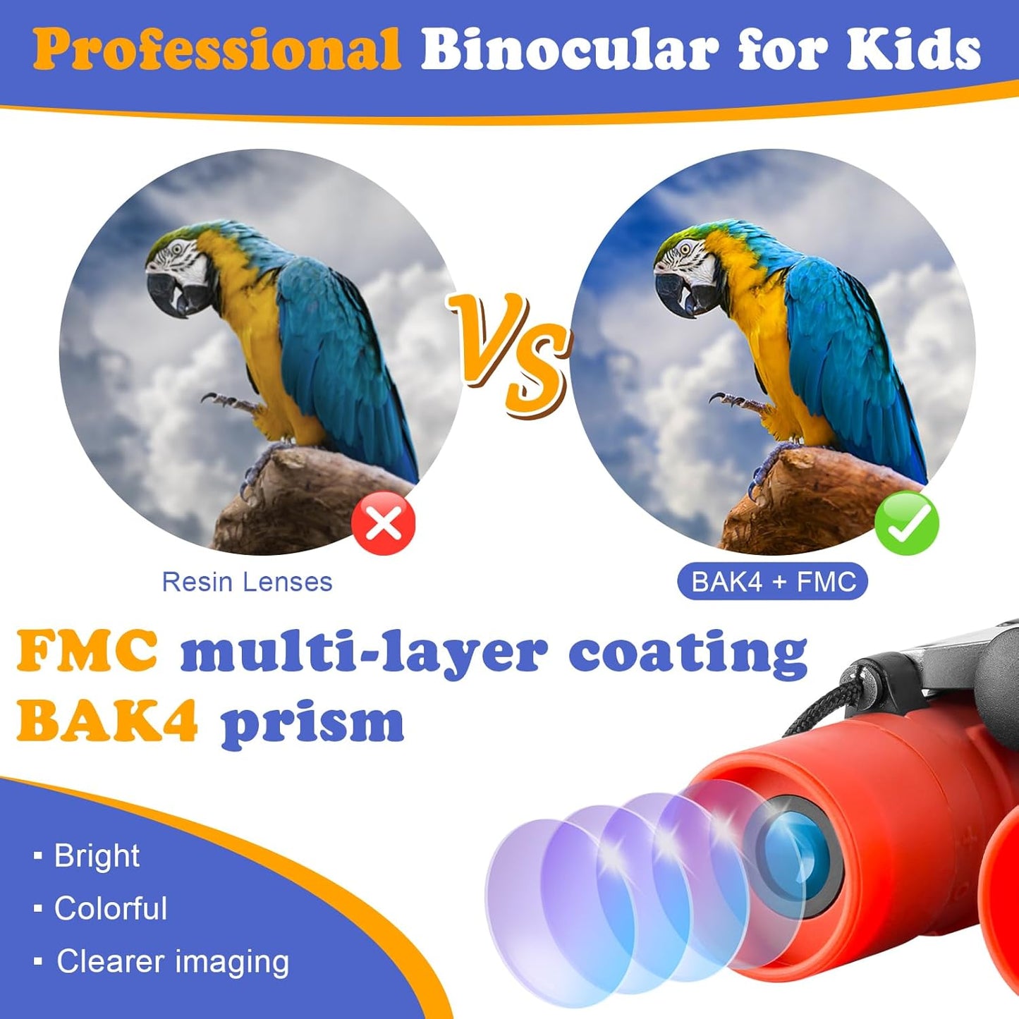 Real Binoculars for Kids Gifts for 3-12 Years Boys Girls 8x21 High-Resolution Optics Compact Toy Binocular for Bird Watching,Travel, Camping