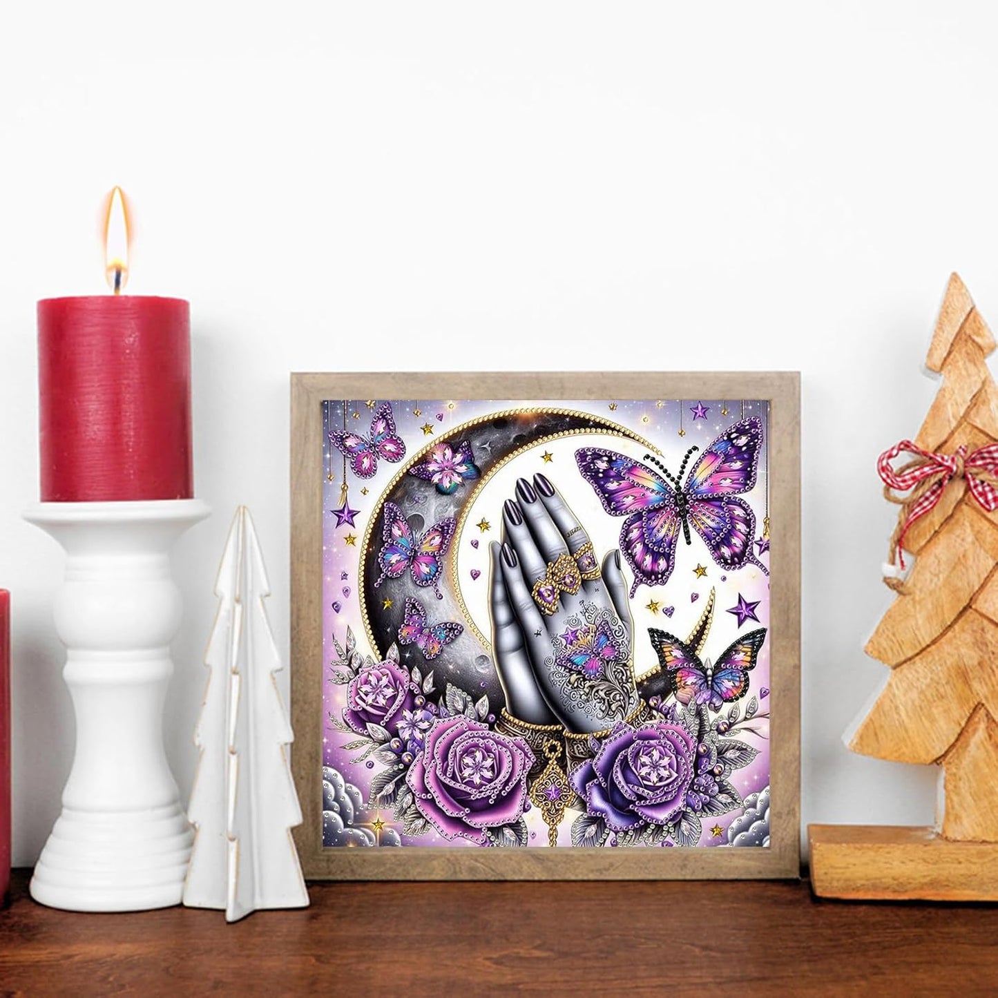 POETRYDRAW Pink Butterfly Special Shaped 5D DIY Partial Drill Diamond Art Painting Kit 30x30cm (Butterfly-1)