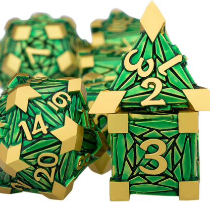 7PCS Metal DND Dice Set with Box, Debris RPG Blue White D and D Dice for D&D Tabletop Games Role Playing Game Polyhedral Dice Set D20 D12 D10 D8 D6 D4