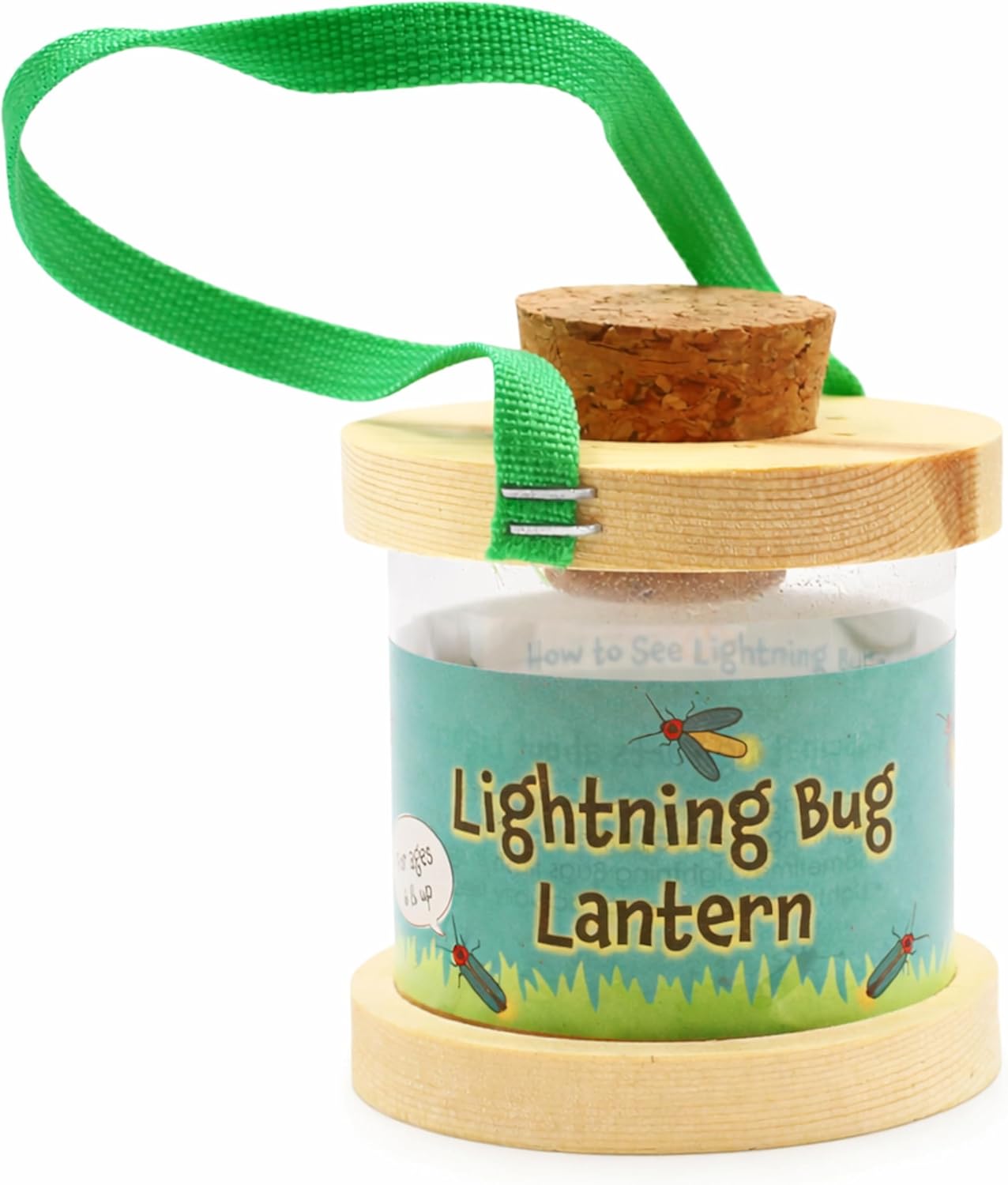 Wooden Bug Box for Kids, Dual Chamber Insect Habitat with Nylon Carrying Strap