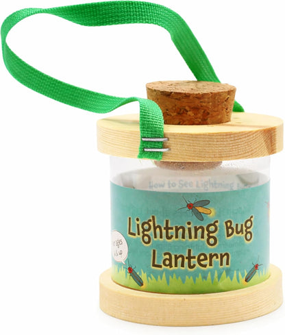 Wooden Bug Box for Kids, Dual Chamber Insect Habitat with Nylon Carrying Strap