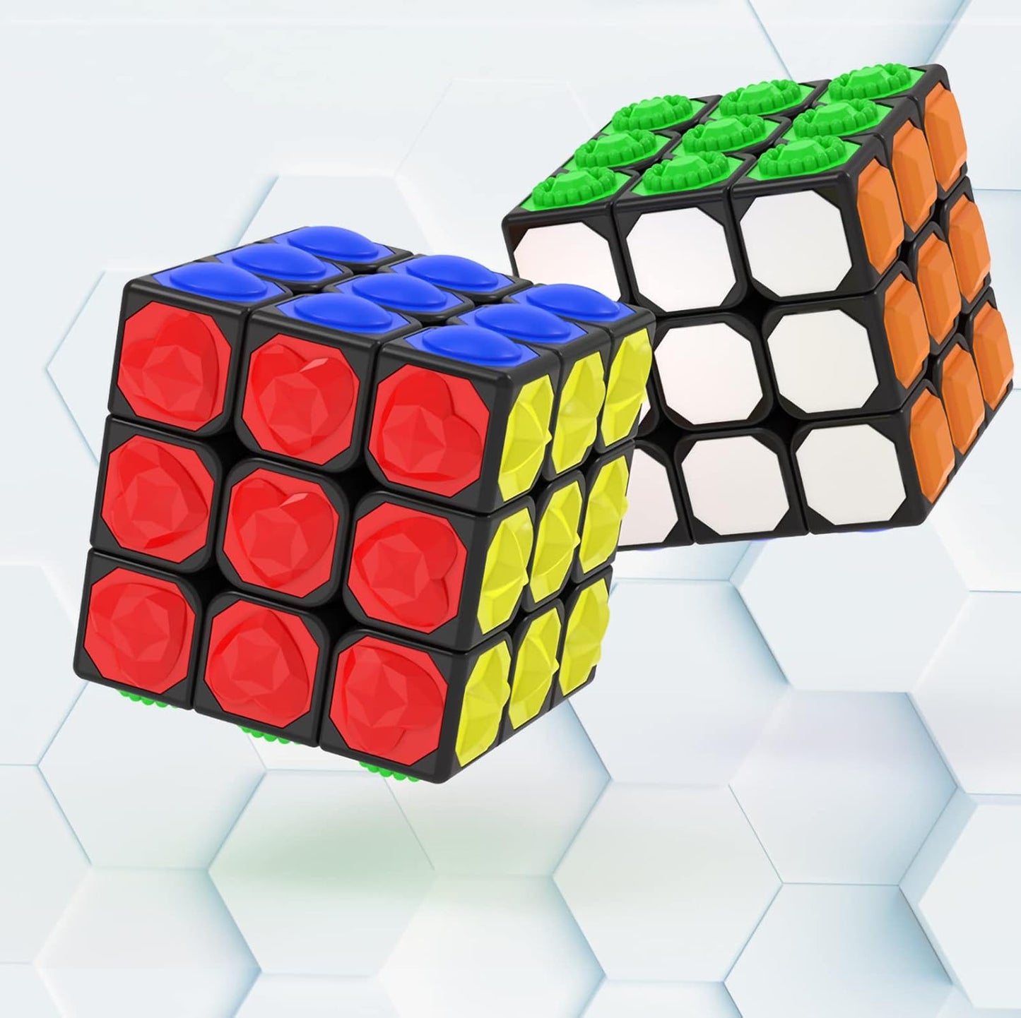 AMAZA 3x3 Speed Cube Black 3x3x3 Magic Speed Cube Puzzles Black Toys Tactile Cube Special Puzzle Touch Twist Patch Visually Impaired Cube Toys for Kids and Adult