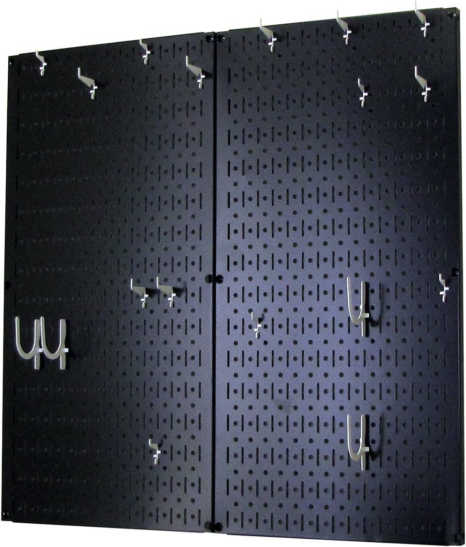 Wall Control Kitchen Pegboard Organizer Pots and Pans Storage Rack Organization Kit with Green Pegboard and White Accessories