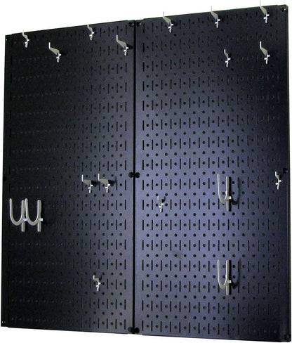 Wall Control Kitchen Pegboard Organizer Pots and Pans Storage Rack Organization Kit with Green Pegboard and White Accessories