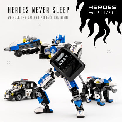 JITTERYGIT Robot Army Buildable Mech Soldier Glow in The Dark Gift Toy Set, Helicopter Military Creative STEM Project, Dinosaur Building Bricks Kit for Kids Ages 6-11 Years Old