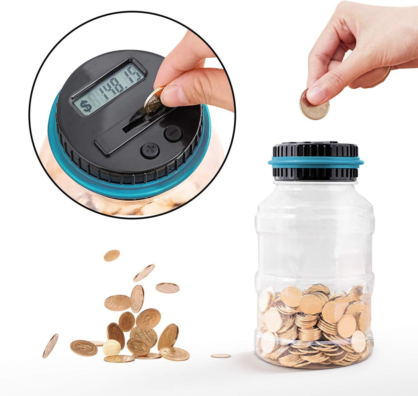 Large Piggy Bank for Adults Kids, Vcertcpl Digital Coin Counting Bank with LCD Counter, 1.8L Capacity Coin Bank Money Jar for Adults, Designed for All US Coins (Purple)