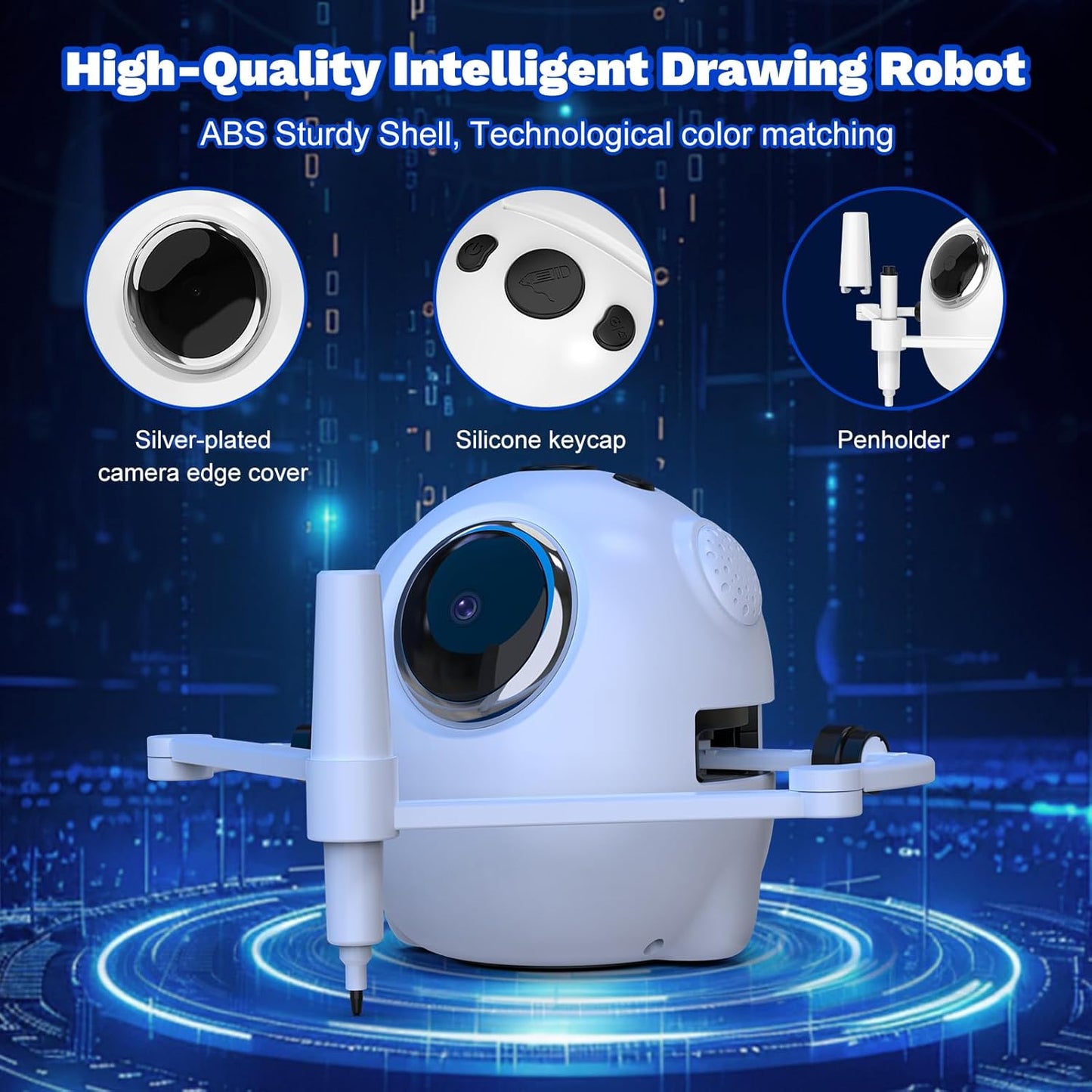 Drawing Robot for Kids with 150 Cards, Camera Recognition Interactive Educational Drawing Kit for Kids, Montessori Painting Learning Toys for 3-8 Year Old Boys Girls Birthday Party Gift