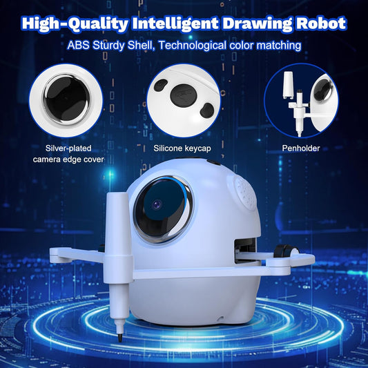 Drawing Robot for Kids with 150 Cards, Camera Recognition Interactive Educational Drawing Kit for Kids, Montessori Painting Learning Toys for 3-8 Year Old Boys Girls Birthday Party Gift
