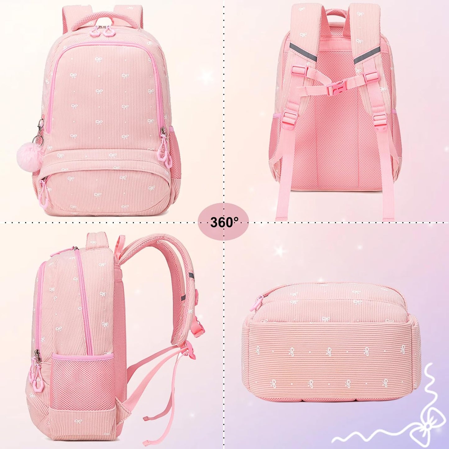 Girls Backpack for Elementary Unicorn Backpack Kids Backpack School Bookbag for Girls 3 in 1 Set Back to School