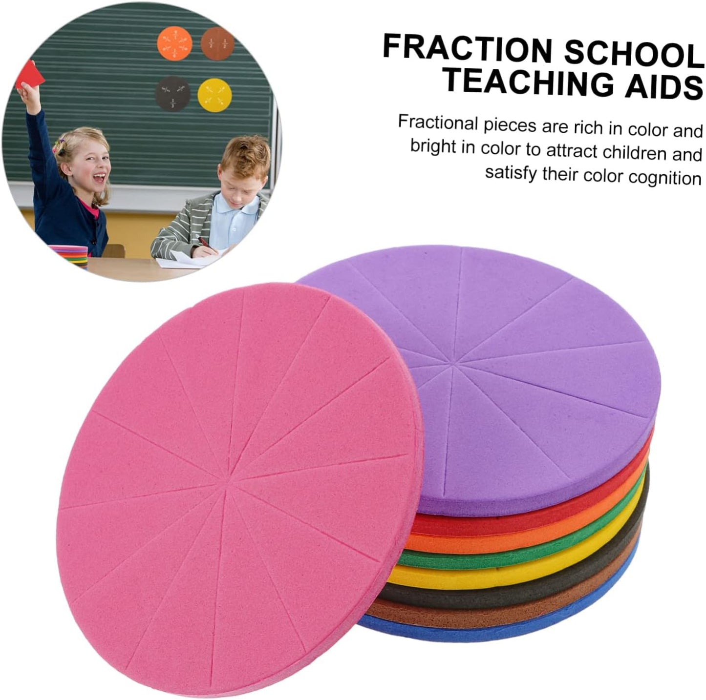 Veemoon 1 Set Eva Fraction Circles Math Teaching Demonstrator for Visual Learning Tool for Understanding Fractions Safe for Classroom Use