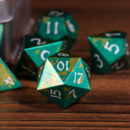 UDIXI Steampunk Metal Dice Set, 7 Die Polyhedral DND Dice Set for D&D Role Playing Game and Math Teaching (Ancient Copper)