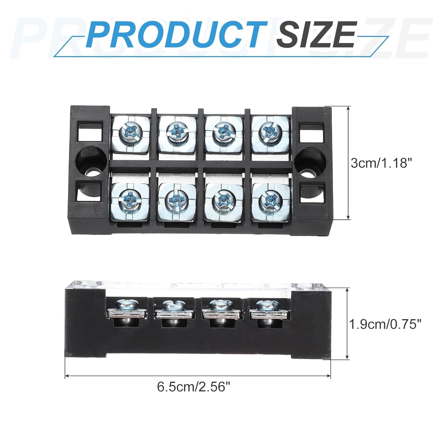 uxcell 10 Pcs Barrier Terminal Strip Block 600V 25A Dual Rows 8 Positions Rail Base Screw Connector(The Shell is Made of Flame Retardant and Heat Resistant Material)