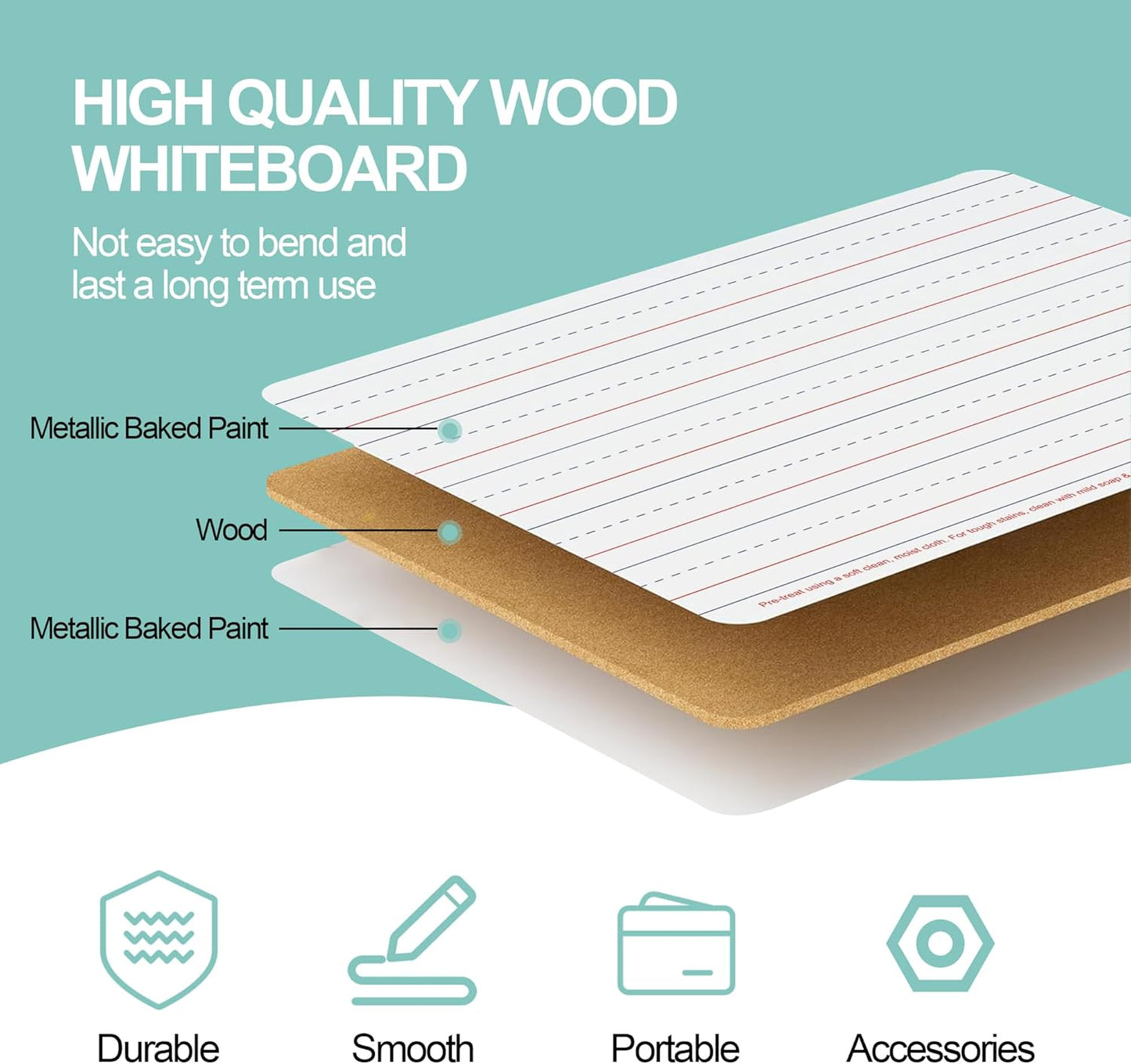 6 Pack Small White Boards, 9"x12" Double Sided Magnetic Dry Erase Boards Personal Handheld Whiteboards with Lines for Kids, Students, Teacher School, Include 6 Markers, 6 Erasers, 6X52 Pcs Letters