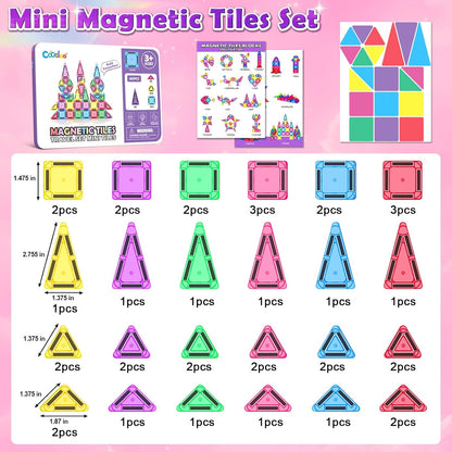 Magnetic Tiles Mini Travel Toys Set for Kids, Magnetic Blocks Building Toy Preschool Classroom Must Haves, Montessori Sensory Outdoor Kids Toys for Toddlers 3+ Year Old Girls Boys Travel Essential