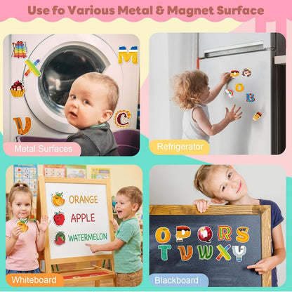 Thboxes 26 A-Z Objects Fridge Magnets for Toddlers,Large Size Colorful Refrigerator Magnets Magnetic Toys Cute Kids Learning Toys Preschool Educational Gifts for Kids Toddlers 3-5