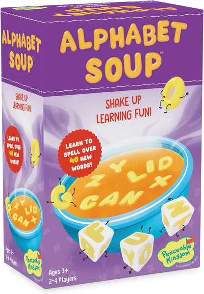 Peaceable Kingdom Alphabet Soup Spelling Game - Educational Boardgame for Kids Aged 3 and Up - Preschool Learning Activities - Kindergarten Learning Games