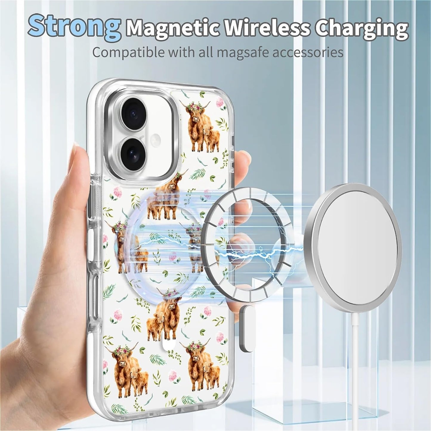 for iPhone 17 Pro Max Case [Compatible with Magsafe],Girls Women Clear Magnetic Case Silicone Shockproof Protective Cover with Pattern Colorful Motivational Letters