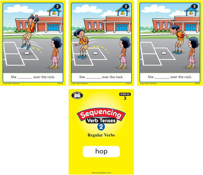 Super Duper Publications | Sequencing Regular and Irregular Verb Tenses Set 2 Fun Deck | Communication and Early Reader Skills Flash Cards | Educational Learning Materials for Children