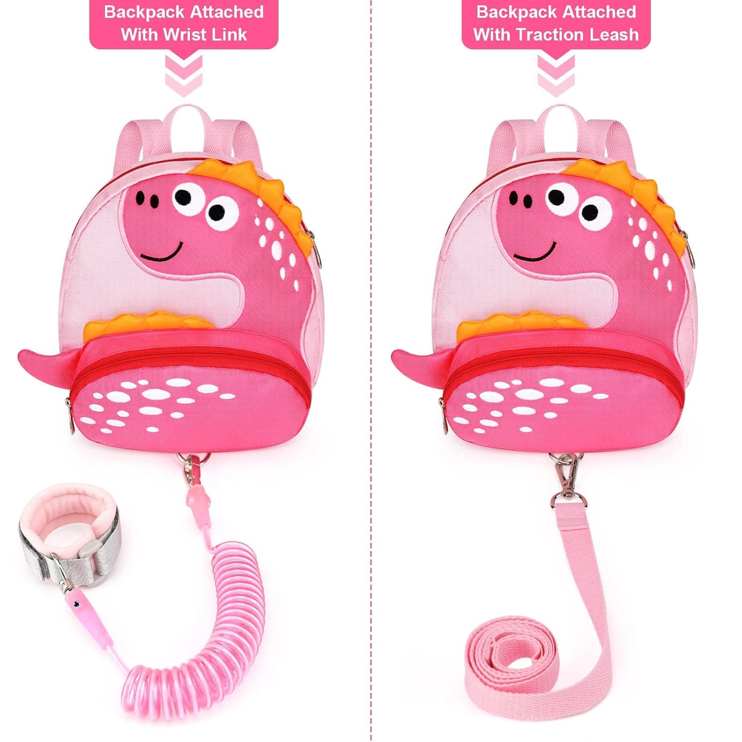 Accmor Toddler Harness Backpack Leash, Cute Dinosaur Backpacks with Anti Lost Wrist Link, Cute Mini Child Backpack Wristband Tether Strap and Protection Leashes for Boys Girls Aged 1-3 Years