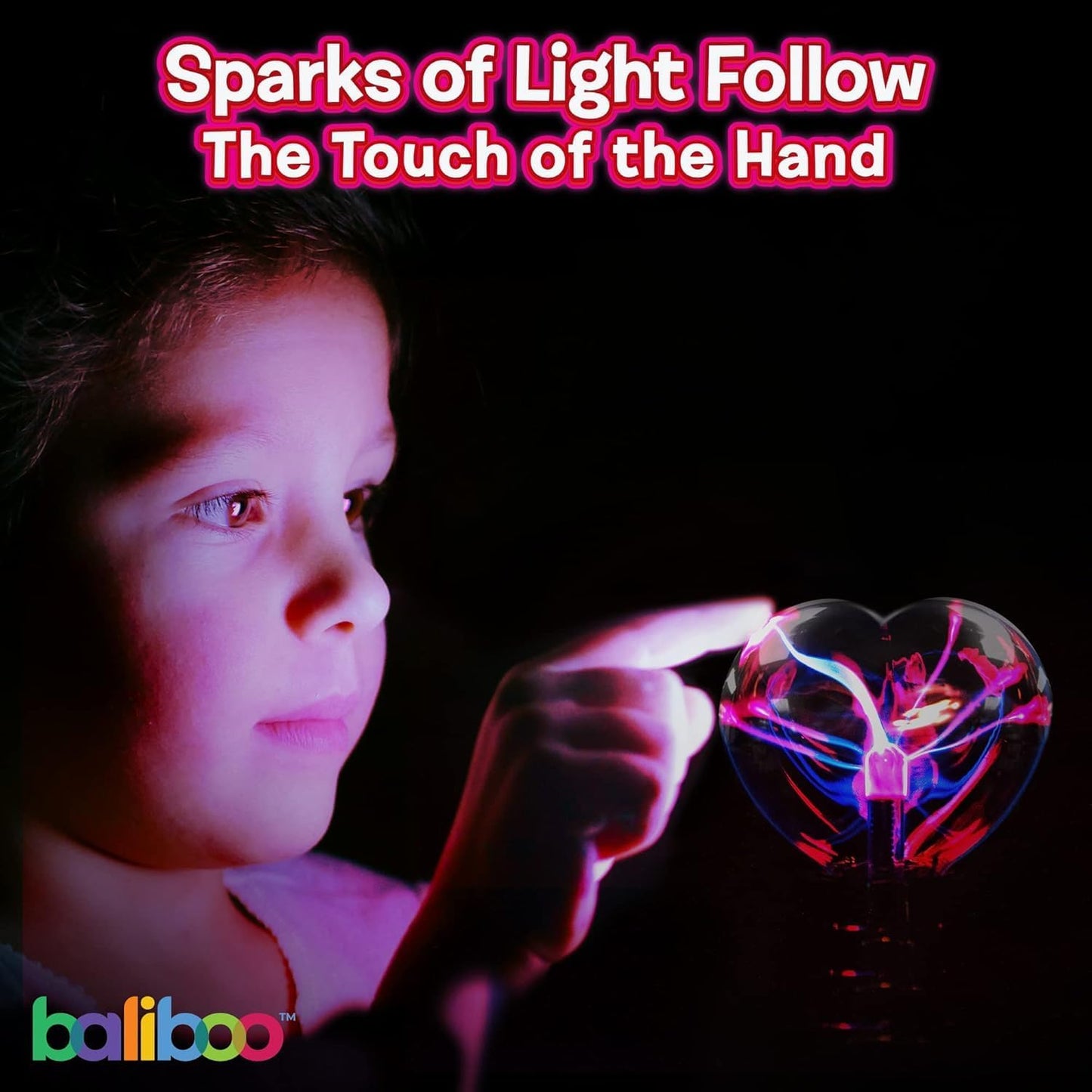 BALIBOO 3" Mini Plasma Ball Light – Touch Activated Lightning Globe – USB and Battery Powered Plasma Globe Lamp – Interactive Science Static Electricity Ball