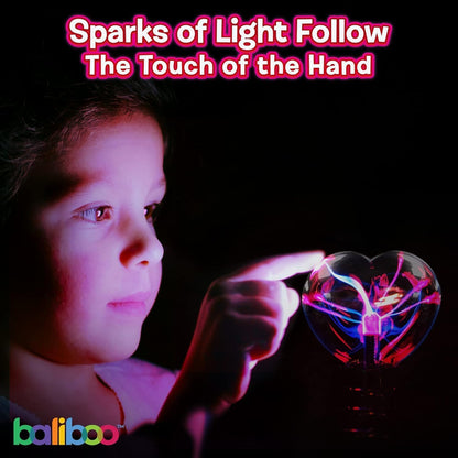 BALIBOO 3" Mini Plasma Ball Light – Touch Activated Lightning Globe – USB and Battery Powered Plasma Globe Lamp – Interactive Science Static Electricity Ball