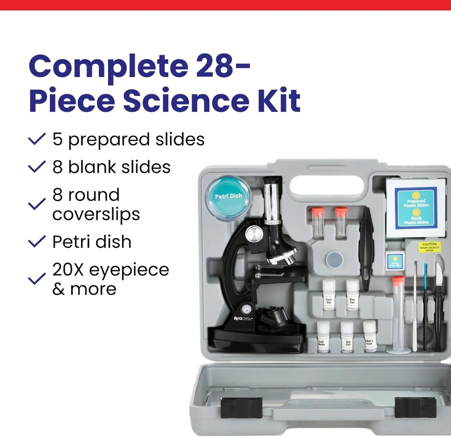 AMSCOPE-Kids 120X-1200X White Metal Arm Starter Kids Student Microscope Kit and Compact Refractor Telescope with Tripod - M30-ABS-KT2-W-TKVB1