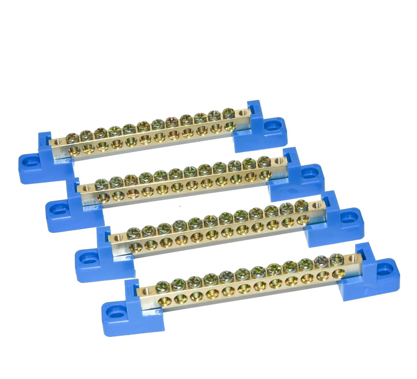 10 Positions Terminal Bus Bar Block 6 Pack Brass Wire Screw for Car Boat Marine Ground Power Distribution Grounding Electrical Bars Strip Block for 12V-110V, Blue