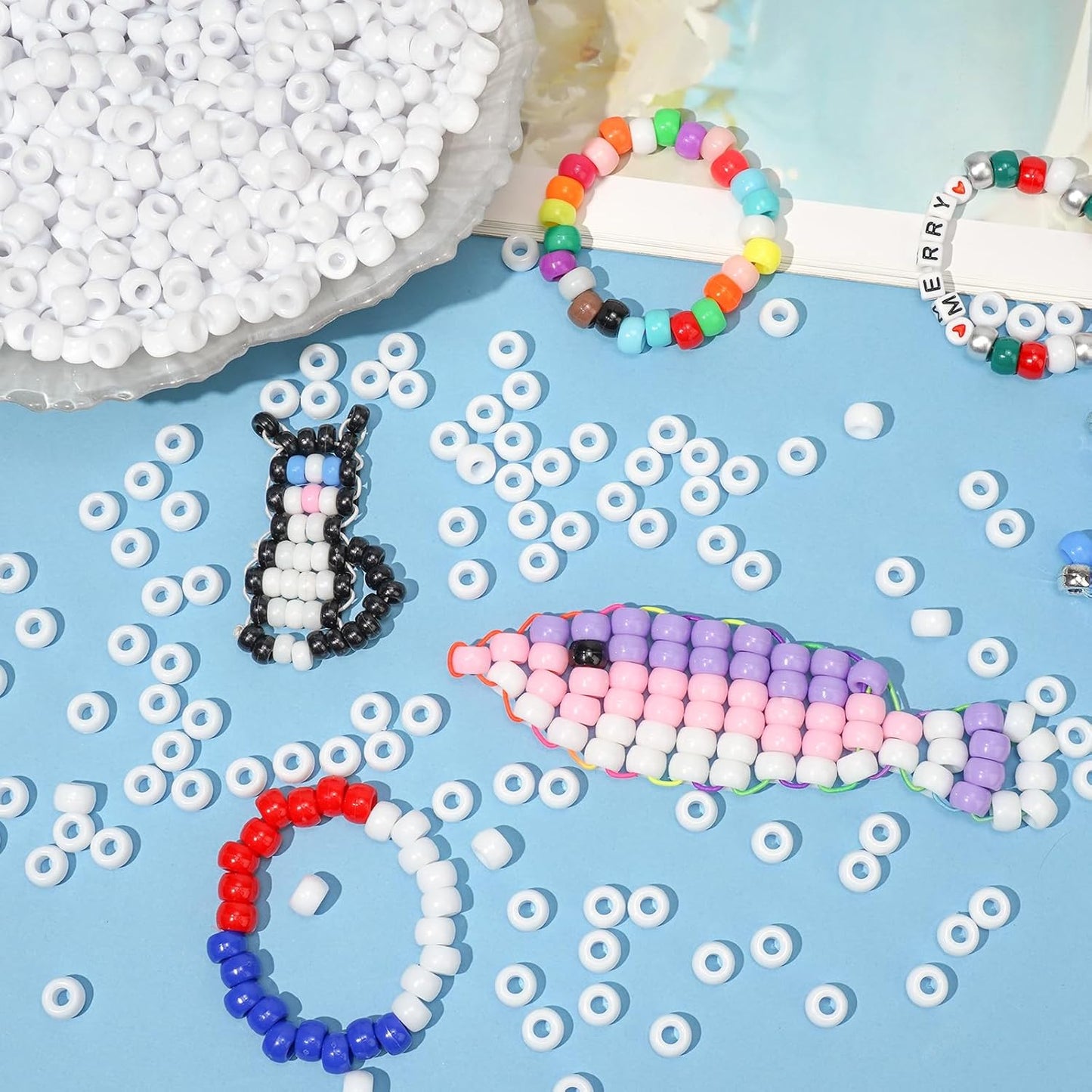 Dowsabel Brown Pony Beads Bulk 1000 Pcs 6x9mm, Large Hole Kandi Hair Beads for Braids Bracelets, DIY Friendship Bracelets Necklaces Jewelry Making Crafts and Gifts