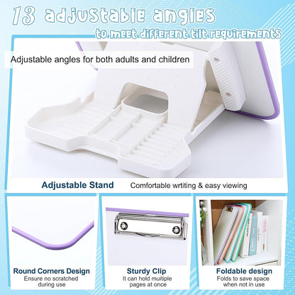 Seajan 4 Set Writing Slant Board with Stand, 15°-75° Desktop Whiteboard Dry Erase Clipboard 12x9 Inch Portable Reusable Handwriting Practice Teacher Office Supplies for Reading Drawing Studying