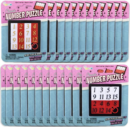 Gamie Slide Puzzles for Kids – Set of 24 Pocket-Sized Hand Puzzle Games, Educational Number Slide Puzzles, Great Party Favors, Goodie Bag Stuffers, Teacher Rewards, and Learning Toys