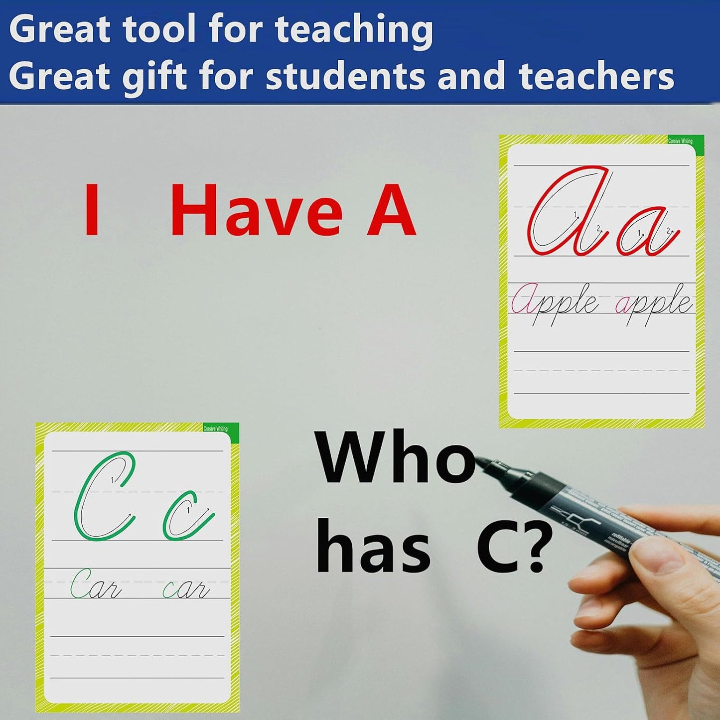 English Letters Cursive Flashcards, Uppercase&Lowercase Cursive Letter Tracing Practice, Montessori Cursive Handwriting Alphabet Flashcard, for Homeschool&Classroom Visual Wall Cards,Teacher Tool