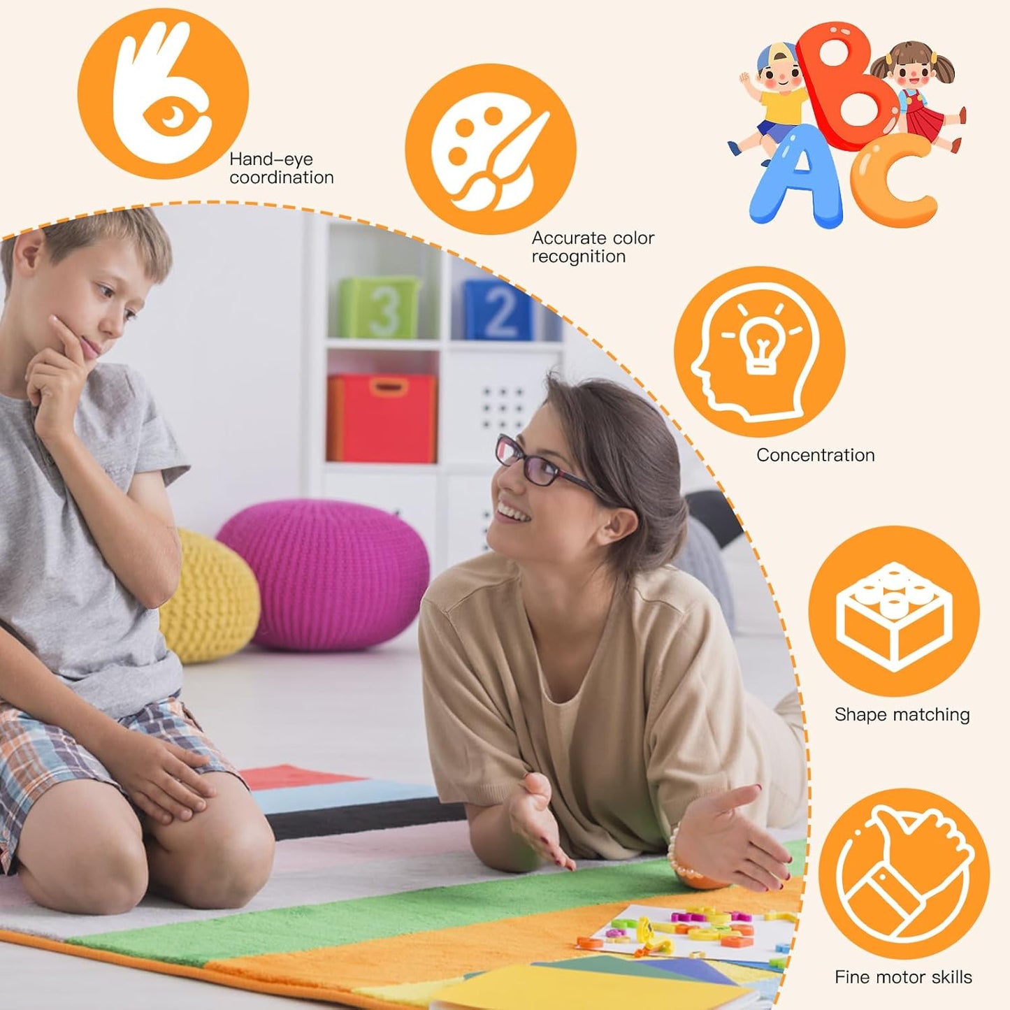 2 Pack Wooden Puzzles, Toddlers Alphabet Number Puzzles, ABC Learning Toys for Kids Ages 3-5, Preschool Learning Activities Gift Set for Boys & Girls