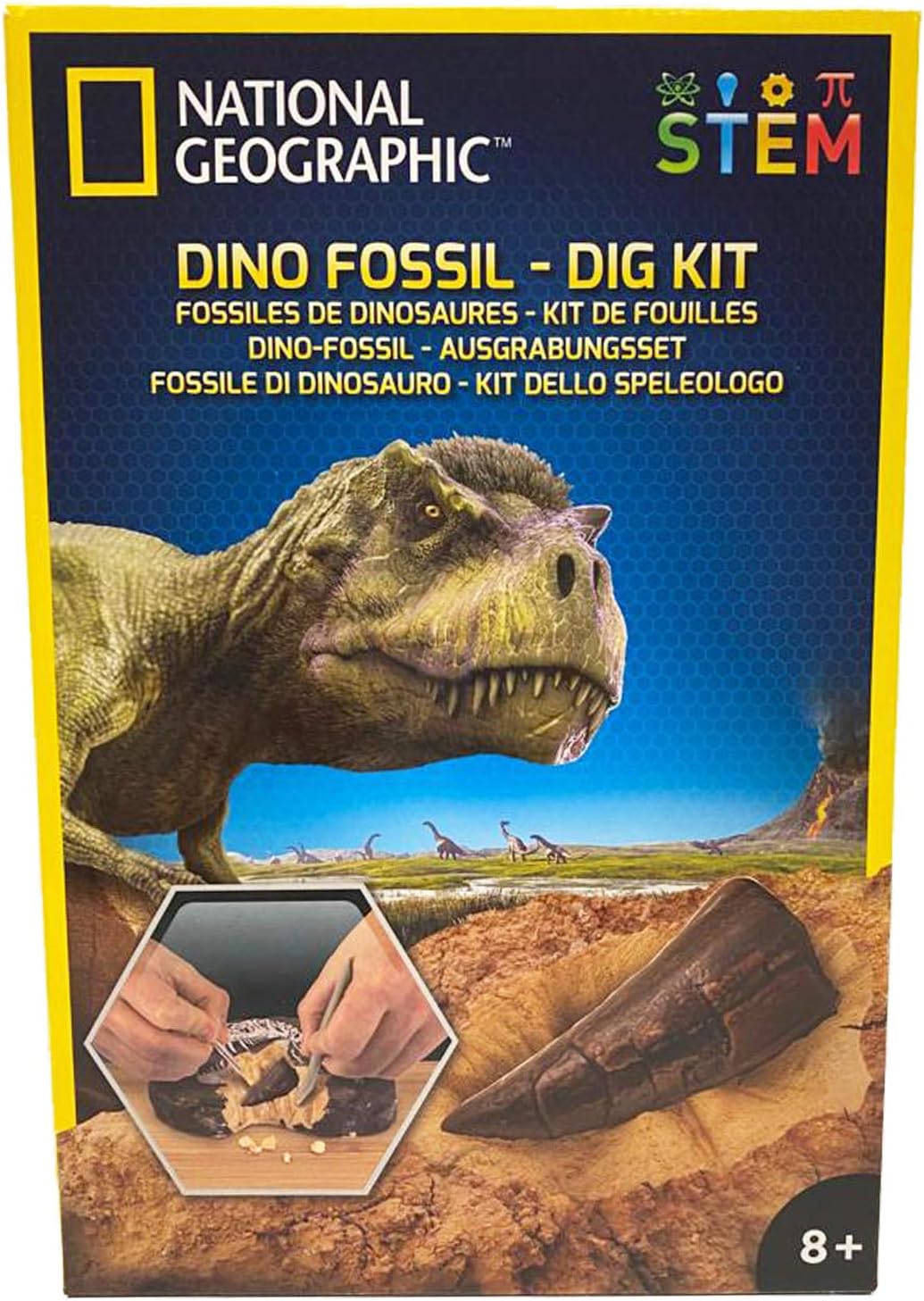 National Geographic Dinosaur Dig Kit - Fascinating Excavation Kits for Kids with Replica T-Rex Tooth and Genuine Dino Poop Fossil | STEM Educational Science Kits Gifts for 8+ Year Old Boys and Girls