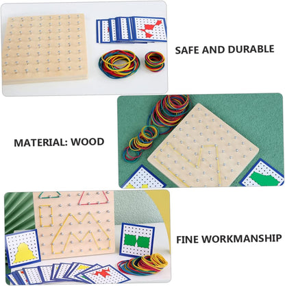 BESPORTBLE Boys and Girls Mathematics Learning Tools Geoboard for Boys and Girls Nail Board Elastic Strips Educational Geometry Tool Creative Teaching Aid