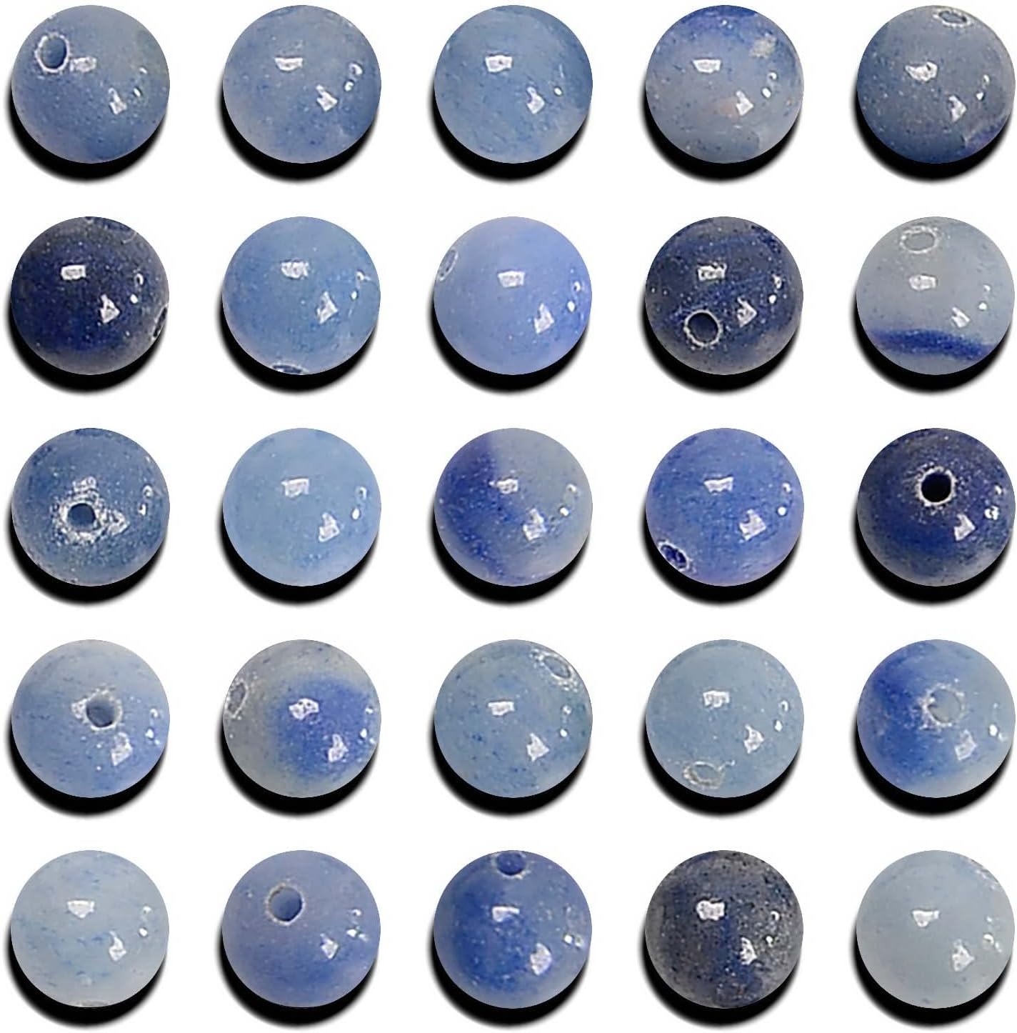 NCB 100pcs Original Natural Stone Beads Gemstone Round Loose Beads 6mm 8mm 10mm (Blue Aventurine, 6mm 100Beads) - Colors A