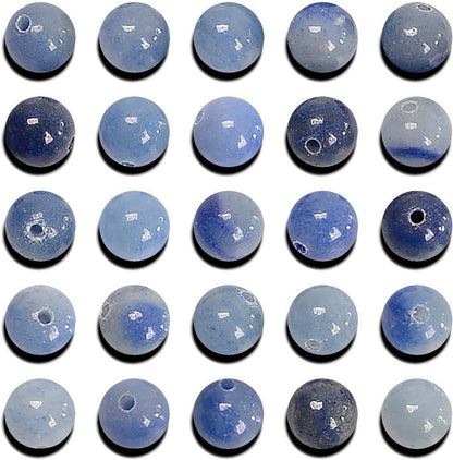NCB 100pcs Original Natural Stone Beads Gemstone Round Loose Beads 6mm 8mm 10mm (Blue Aventurine, 6mm 100Beads) - Colors A
