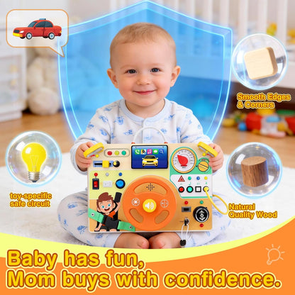 Grarain Busy Board for Toddlers - Montessori Educational Toy for 1-3 Year Old Boys & Girls | Travel-Friendly Sensory Learning Activity | Ideal for Kids with Autism(Clocks Busy Board)