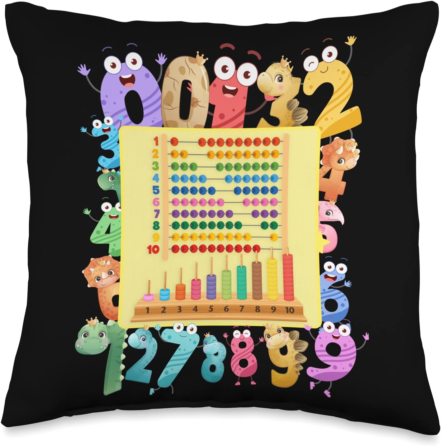 Dinosaur Numbers Idea For Kids & Teachers Maths Abacus Throw Pillow