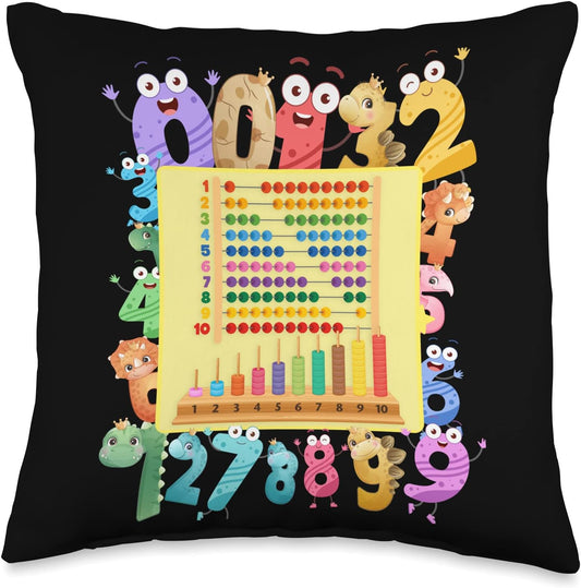 Dinosaur Numbers Idea For Kids & Teachers Maths Abacus Throw Pillow