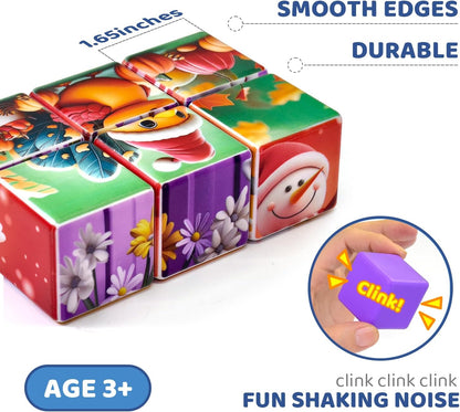 Pairez Toys 3D Magnetic Cubic Jigsaw Puzzle Toys for Toddlers, Large Building Blocks Cubes 1.65 Inches, Sensory & Montessori Toys for Kids 3-5