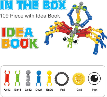Huaker Stem Building Toys for 3 4 5 6 7 8 Year Old Boys Girls Kids,180 Pieces Building Blocks Educational Learning Toys with Large Storage Box,Ideal Christmas Birthday Gifts