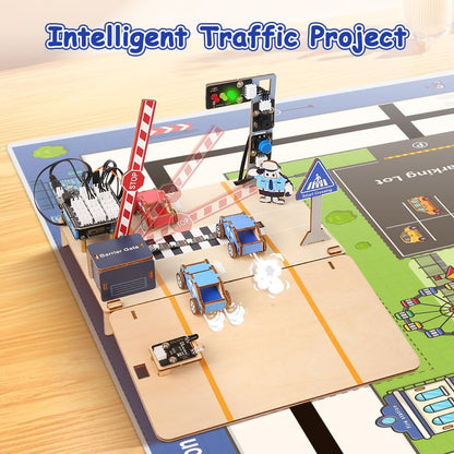 ACEBOTT 5-in-1 ESP32 STEM Smart Home and School Education Kit Compatible with Arduino, STEM Robotics Science Kits for Students Age 12+, Engineering Projects STEAM Activities Gifts 12-16 Year Old