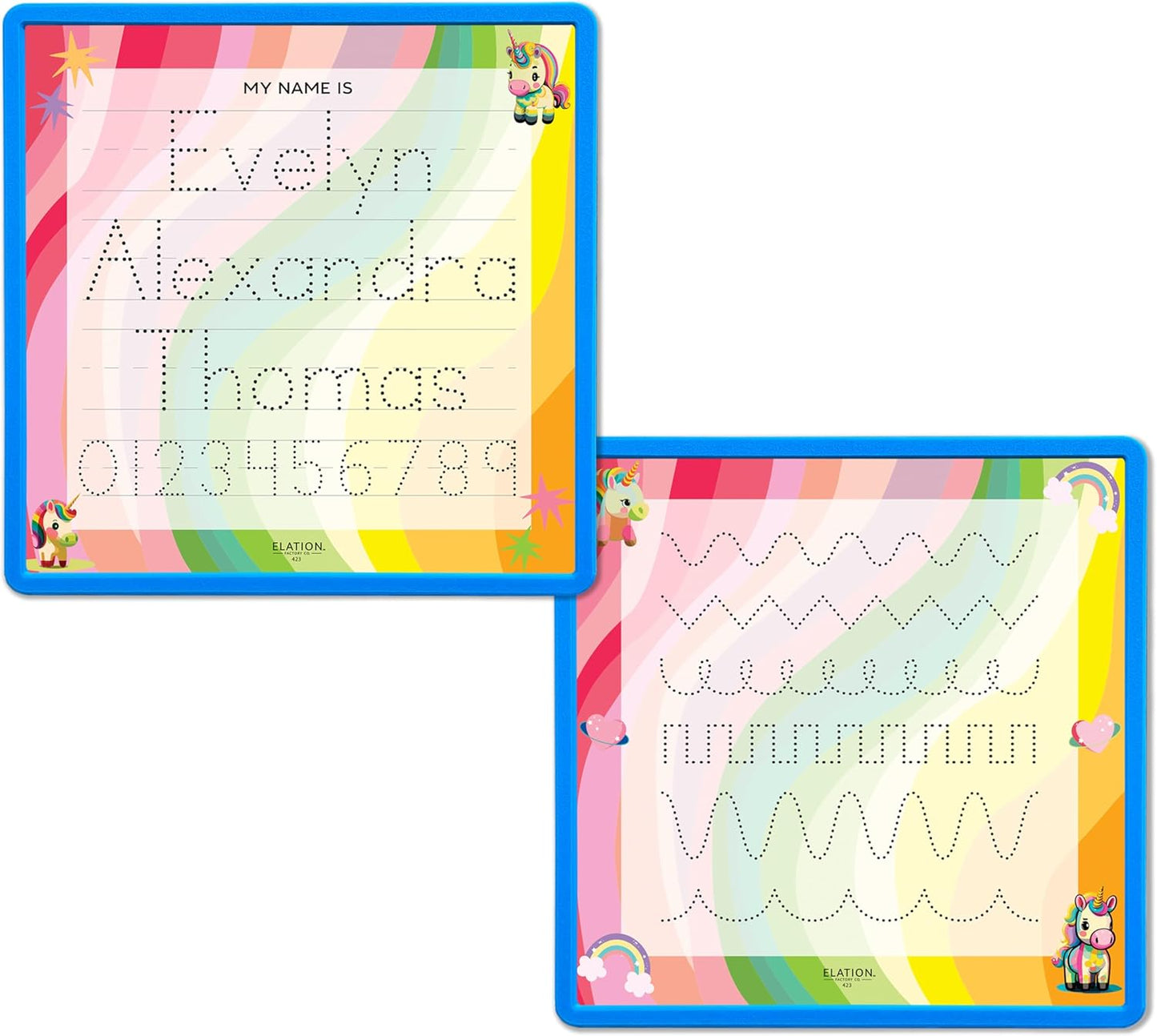 Kid's Name Tracing Board | Dry Erase Letter Tracing | Reusable Name Alphabet Tracing| Number Tracing | Personalized | Baby Unicorn Theme