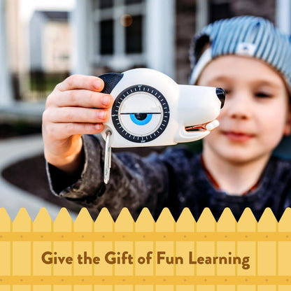 Handy Famm Roscoe the Dog 4-in-1 Kids Tape Measure with Adjustable Level Eye, Angle Finder & Eraser Ears – Montessori STEM Educational Toy for Children Ages 3+, Real Measuring Tool for Learning